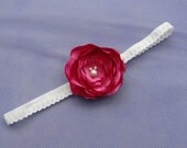 Large Hot Pink Satin Snap-on Flower for Headbands - Perfect Baby Shower Gift