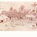 Vintage Ilya Glazunov (Vietnamese village. From the Series "Heroic Vietnam") Print - 1974