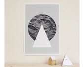 Print Graphic Textures no 3 - Grey White Triangle A4