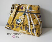 Stella DELUXE Diaper Bag Large Changing Pad Set - Finnelopy Curry Yellow and Gray- Elastic Pockets Stroller Attachment