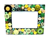 Yellow Green Summery Button Covered Photo Frame Embellished 6x4 inch Stocking Filler for Her Girl Present Beads Jewellery