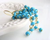Turquoise Earrings Cluster Earrings Turquoise Cluster Earrings Blue Gemstone Earrings Gold Vermeil DESERT SKY earrings