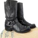 Vintage Black Harness Boots 70s Leather Sears Biker Boot - Men's size 9 / 10