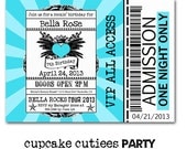 Rock Star Royalty BLUE  Full Invite Ticket TIcket  Digital Custom Invitation Card  PRINTABLE