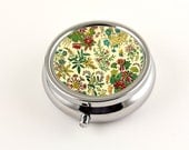 Pill Box, Ring Box, Trinket Box with Victorian Floral Design in Sunny Yellow