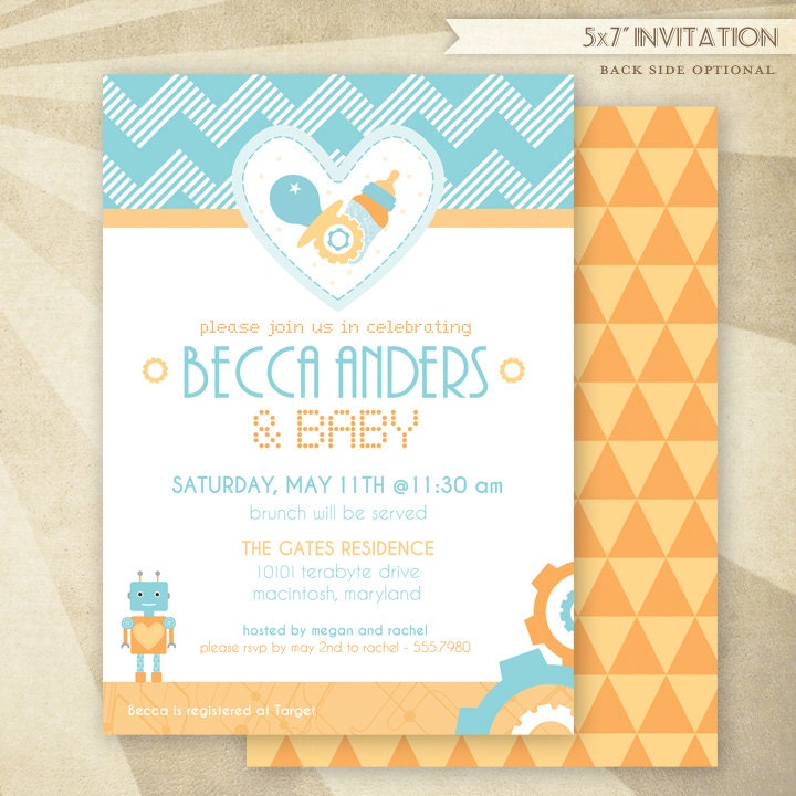 Custom Robot Baby Shower - PRINTABLE Invitation - HWTM