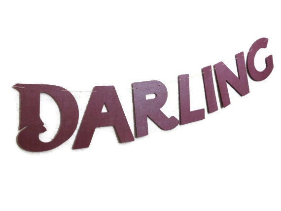 Darling Wall Decoration, Womens Bunting Banner, Paper Word Wall, Ladies Maroon Decor, Burgandy Home Hanging, Pearlized Cranberry Prop