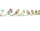 Floral Bird Banner, Hanging Bird Decoration, Birds on a Wire, Animals with Flowers, Bird Shaped Pennant, Paper Bunting Banner, Bird Garland