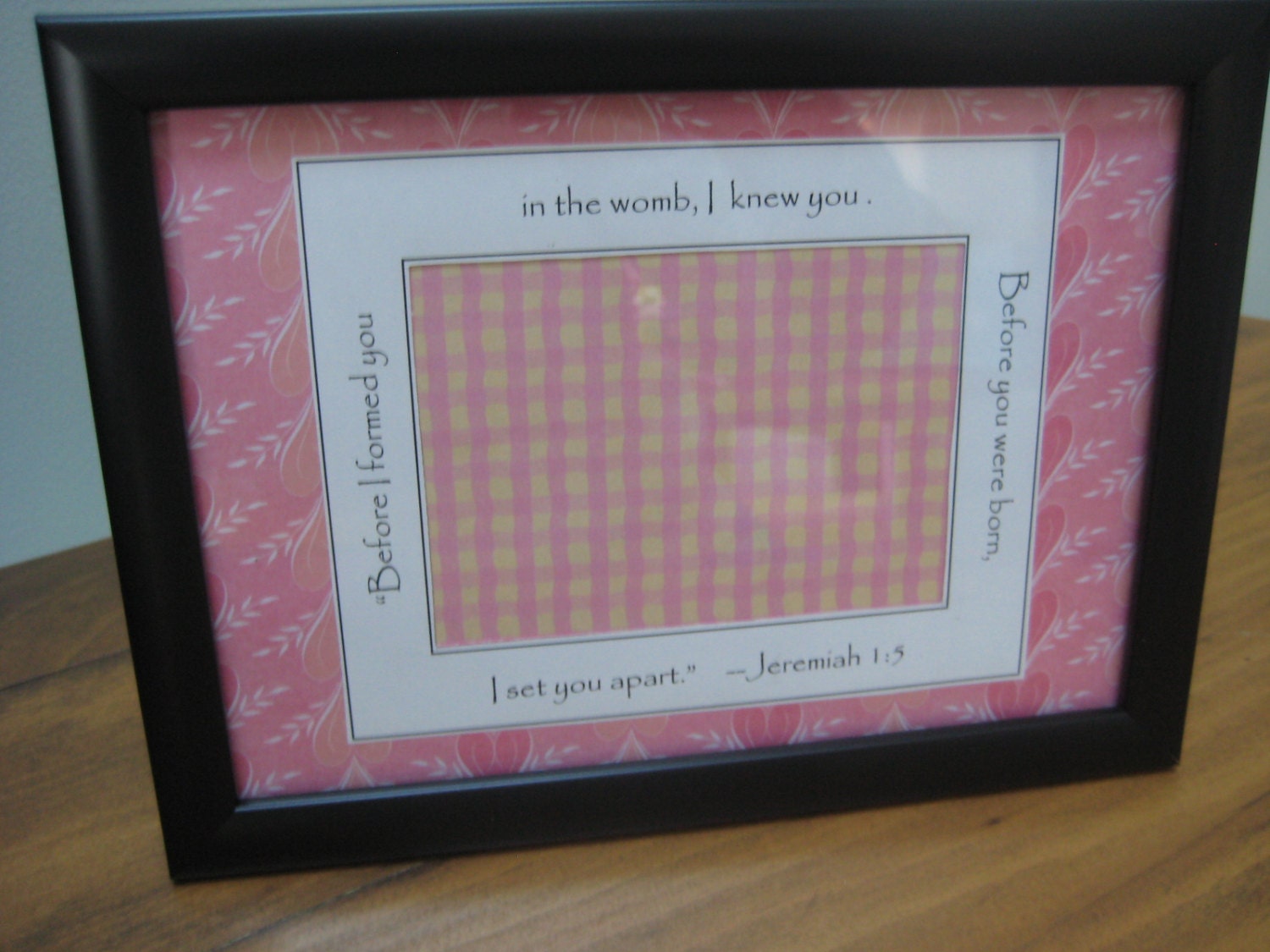 Ultrasound Frame - 5x7 Black - Baby Girl - Pinks and Yellows with Hearts and Gingham