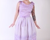 1950s Vintage Dress...Spring Fashion Purple Gingham 50s Cotton Pinafore Sundress Size Medium