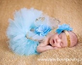 Aquamarine and Gold Shimmer Fairy Tutu Set