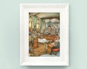 Vintage Alice in Wonderland Print. Alice Print. Mad Hatter Tea Party Print 7x10. Lewis Carroll Print LCA2 Aqua Mint Pastel