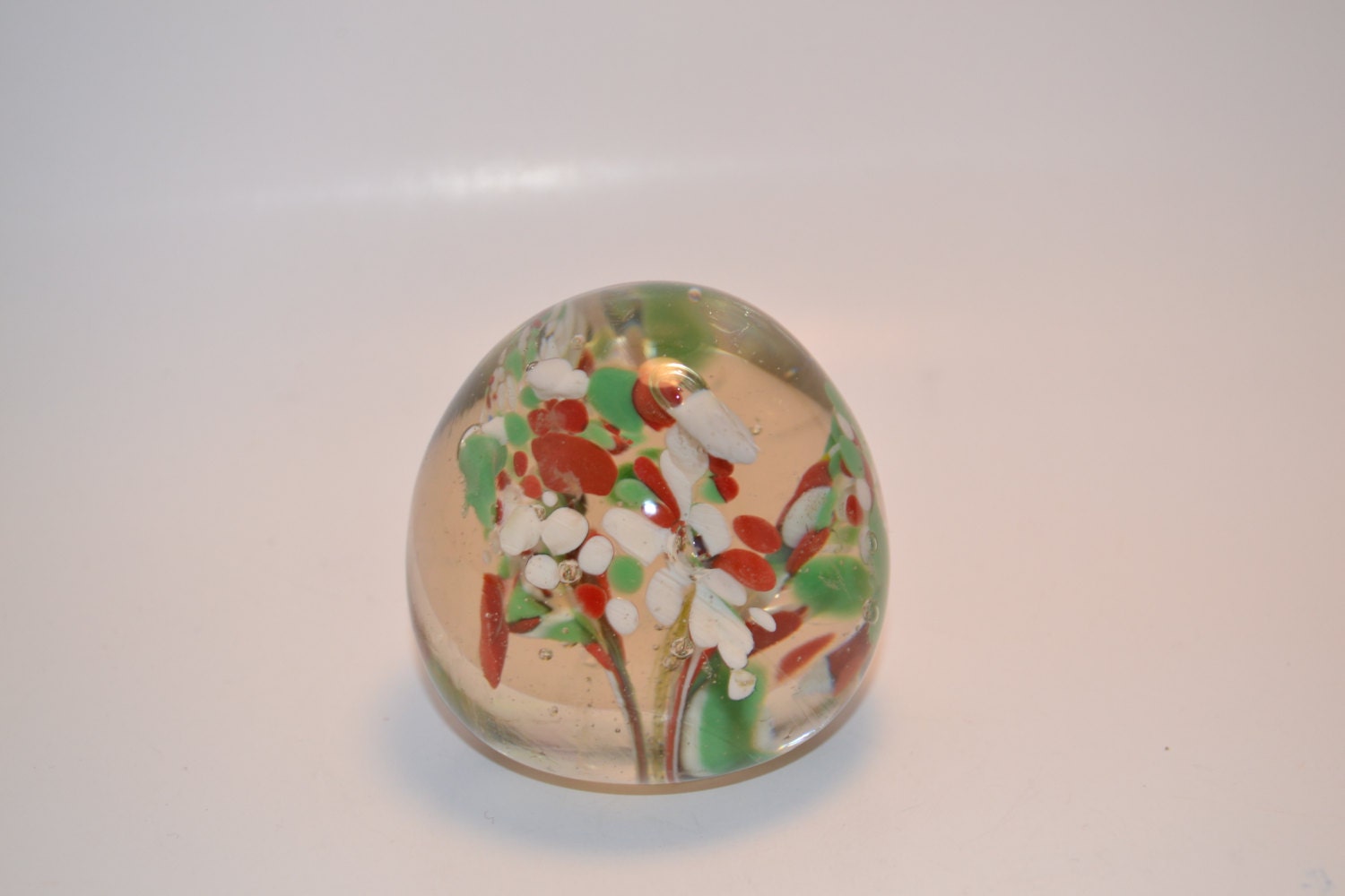 Vintage Glass Paper Weight red green yellow