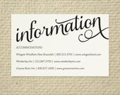 Wedding Enclosure / Info Card - Love and Cherish Script - DIY Printable Template - Calligraphy, Typography