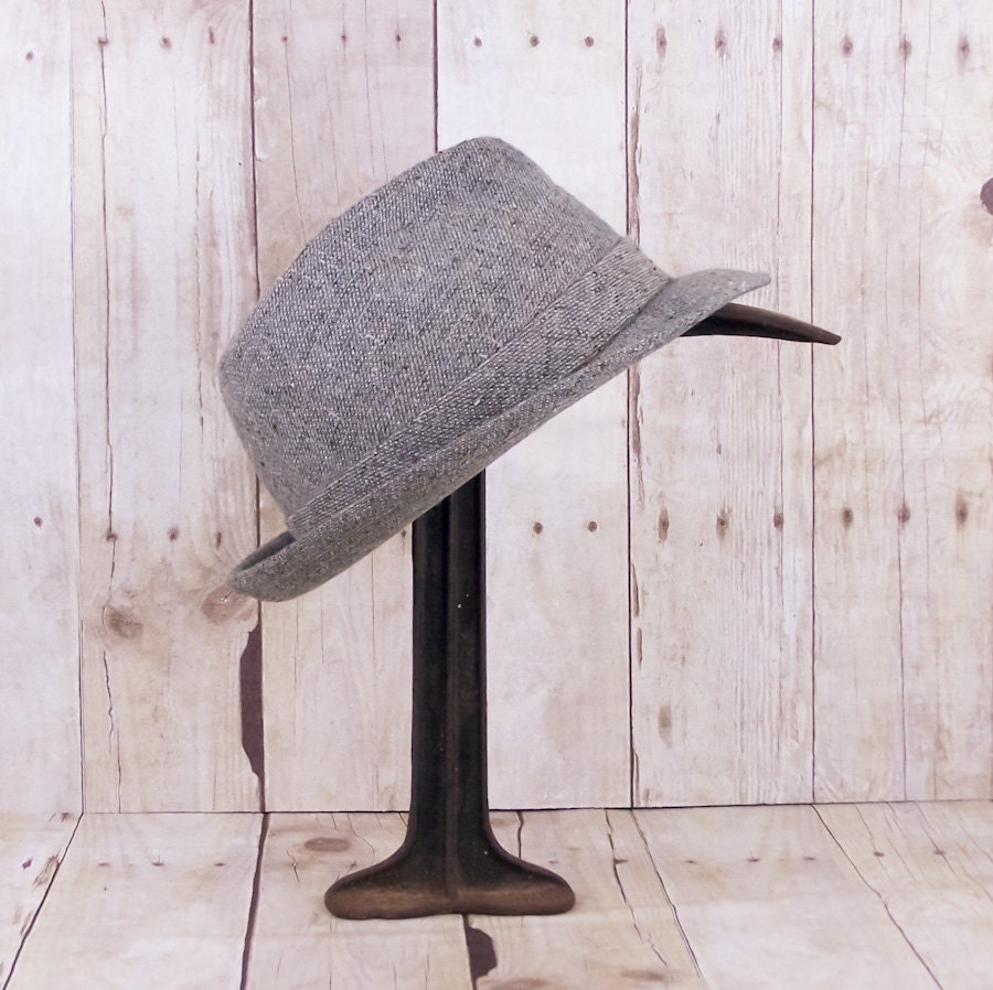 Vintage Gray Tweed Fedora made by Dobb's Fifth Avenue New York
