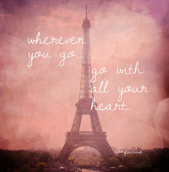 Eiffel Tower in Pink Champagne - Pink Eiffel Tower Travel Quote, Bokeh Paris, France Fine Art Photography 8x10" Matte Print