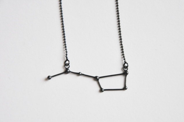 Ursa Major / Big dipper necklace grey black oxidised sterling silver