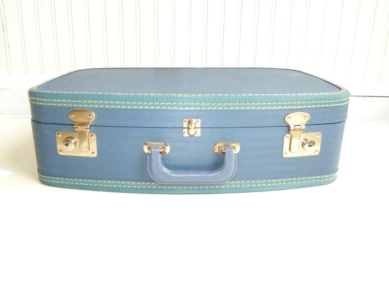 Mid-Century Small Blue Suitcase