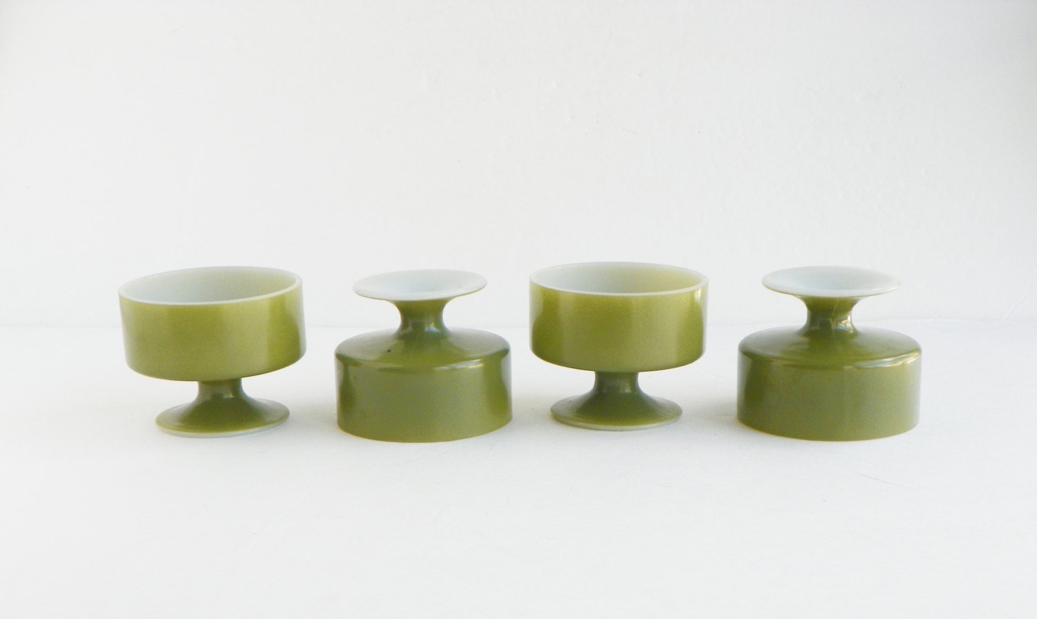 Vintage Avocado Green Sherbet Dishes