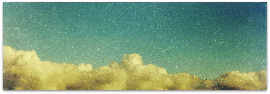 nature photography, cloud, nursery art, print, blue sky photo, happy, summer, blue, white, simple - Summer Sky II, 45x15 gallery canvas