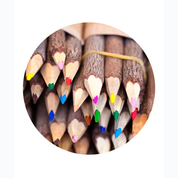 Colored Pencil Photography / rainbow bright colorful / modern circle geometric school / fine art print / 8x10 photograph print "Color Wheel"