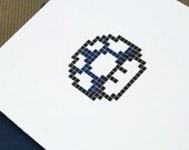 Mario Mushroom Letterpress Card - Blue