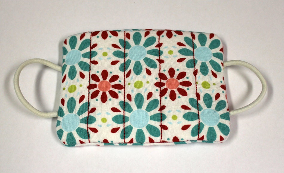 Nursery Door Whisperer - Teal and Red Daisies on White - READY TO SHIP