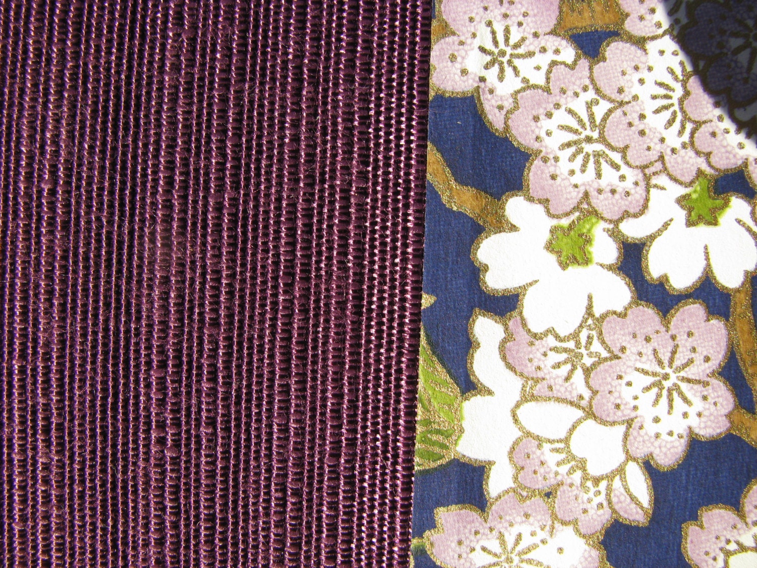 Handmade Blank Journal/Sketchbook - Purple and White Flowers on Blue