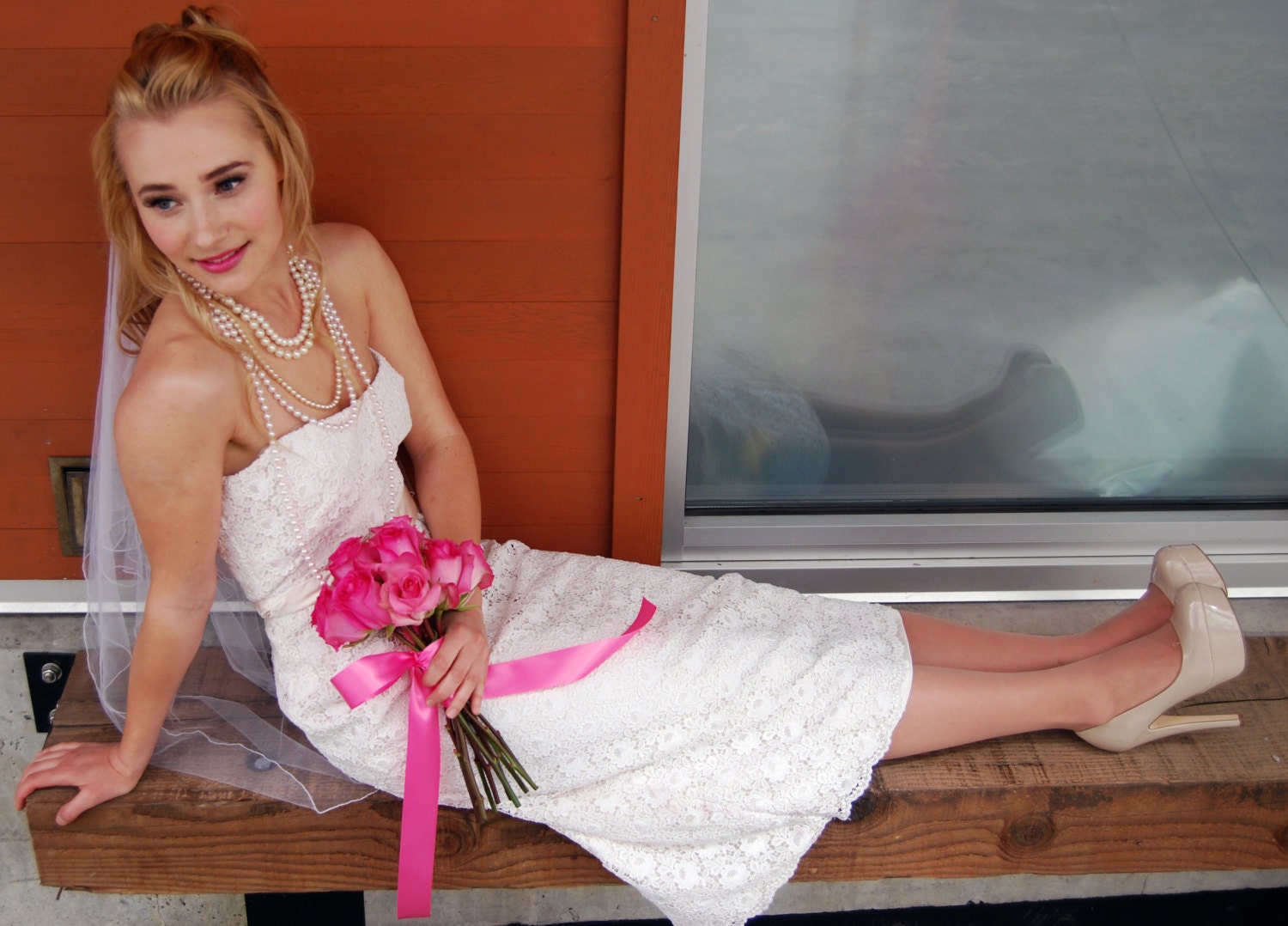 SAMPLE SALE: Vintage Lace, sweetheart necklince refurbished fock, simple wedding dress, destination wedding