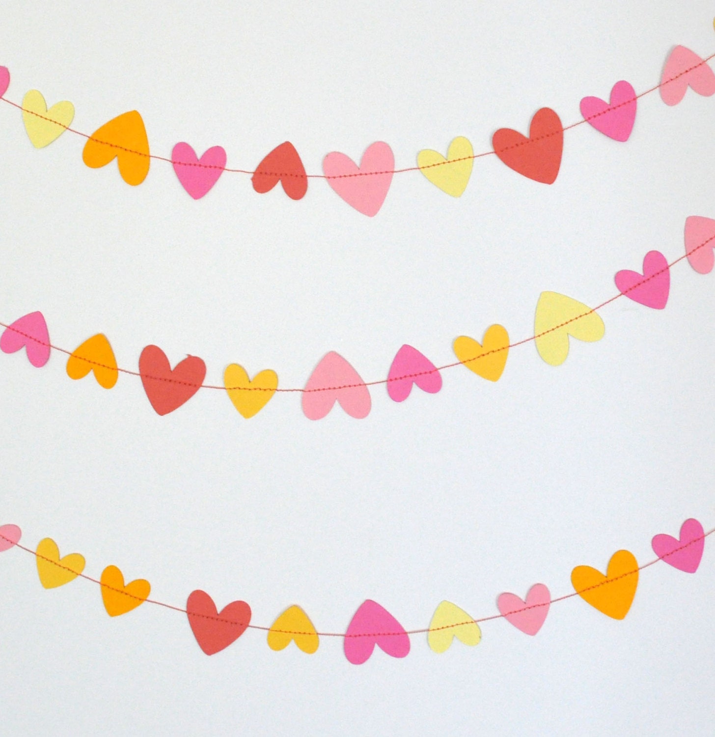 Paper Garland - Pink & Yellow Hearts - Valentine Garland - ScoutAndAcadia
