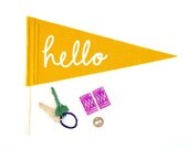 Hello Felt Pennant // Photo Booth Prop // Hand lettered type
