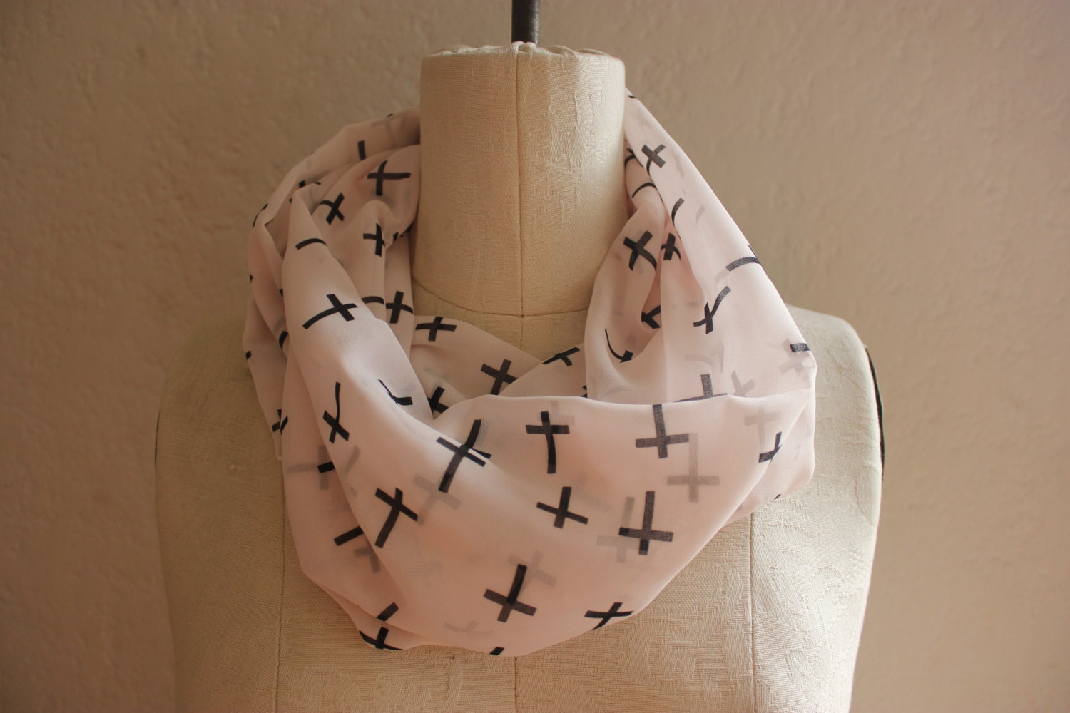 Cross chiffon infinity scarf
