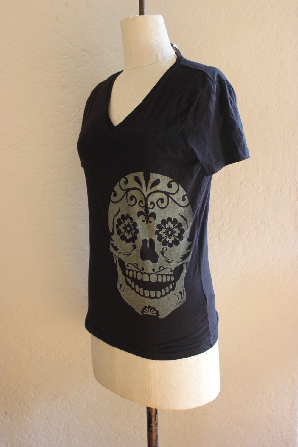 Sugar Skull T-Shirt- Grey on Black
