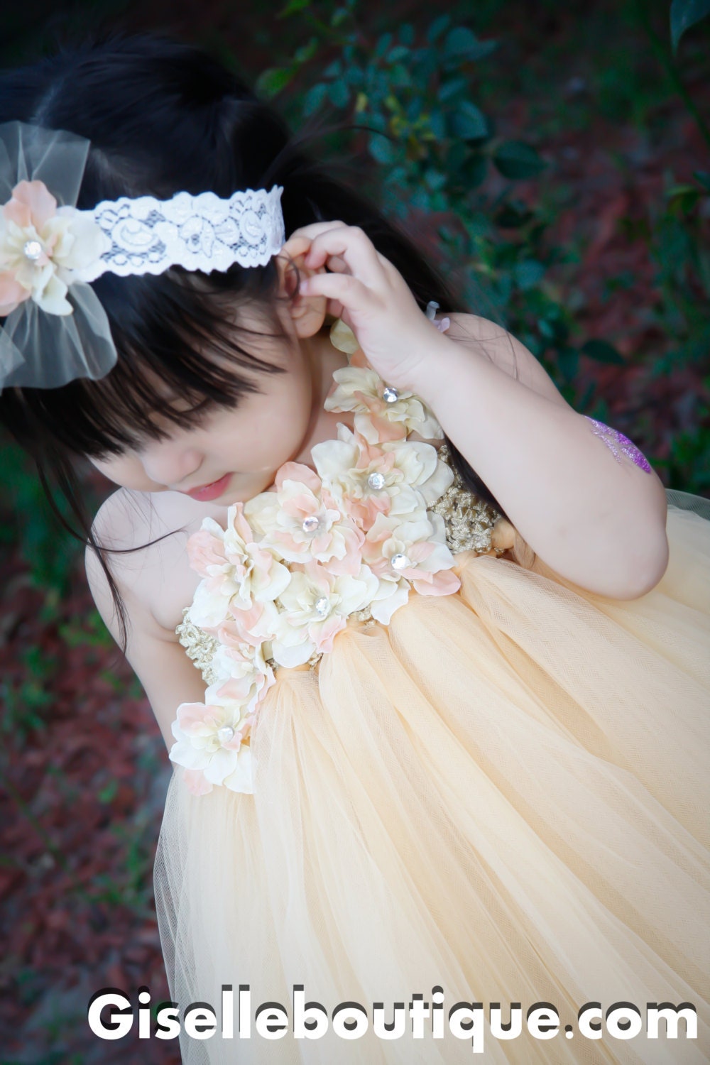 Flower girl dress Champagne Vintage TuTu Dress  .baby tutu dress, toddler tutu dress, wedding, birthday, Newborn, 2t,3t,4t,5t
