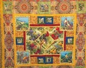 Beautiful Handmade Quilt  pieced with Beautiful Bird fabrics , metallics from Robert Kaufman  full to queen 100 percent cotton