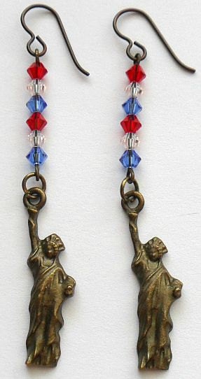 Shelly's Selections Statue Of Liberty Earrings w/ Swarovski Crystals
