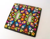 Switchplate Cover, polymer clay, kaleidoscope pattern