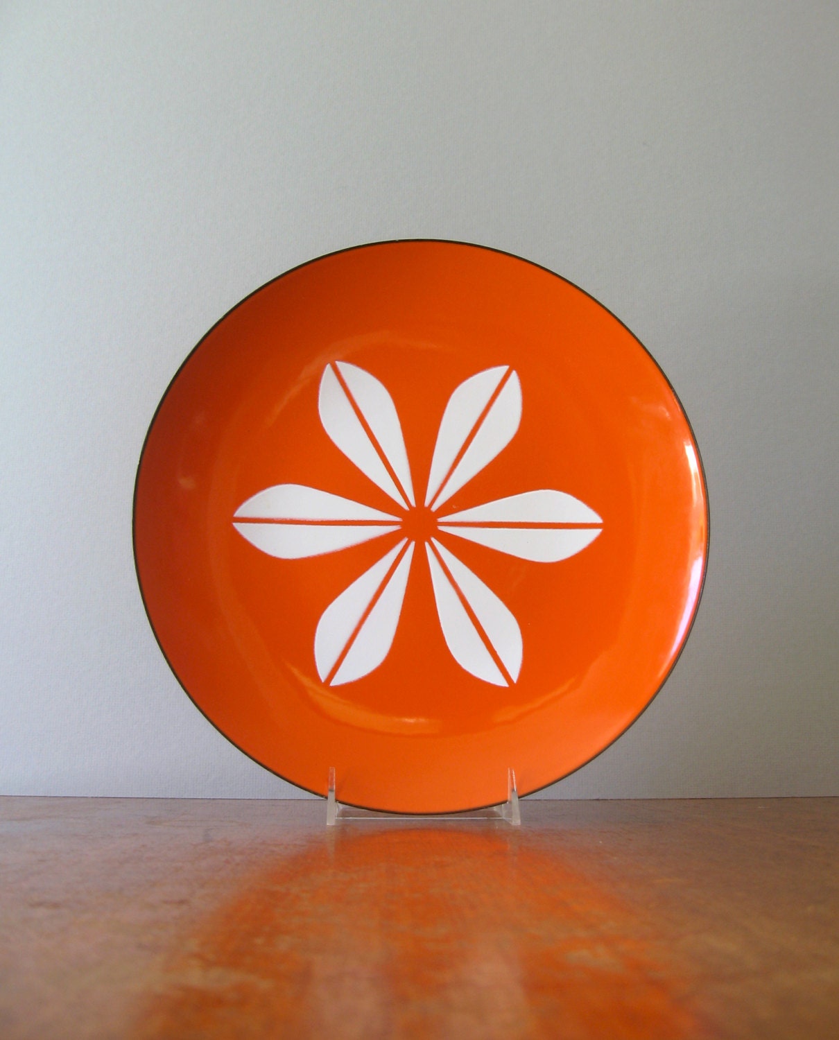 Excellent Large Cathrineholm Lotus Plate - Orange / White