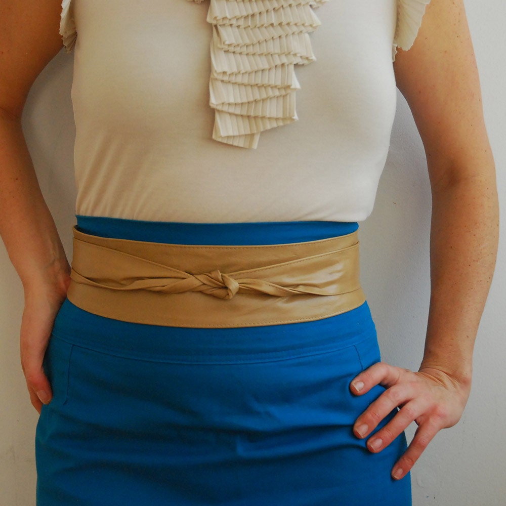 Beige, Nude, Tan, Leather Belt. Versatile Leather Wrap Belt