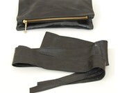 Combo deal - Small fold-over clutch and versatile wrap belt - Leather