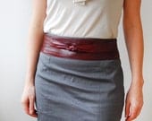 Burgundy Leather Belt. Versatile Leather Wrap Belt.