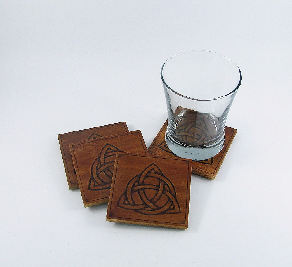 Wood Coasters - Wood Pyrography - Celtic Knot Coasters