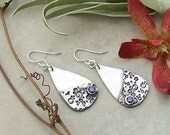 Artisan Handmade Fine Silver Textured Teardrop Earrings