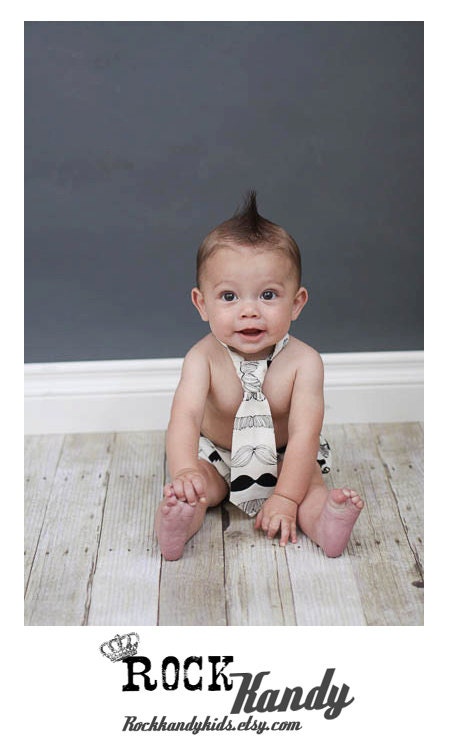 Rascal Bottoms Baby Boy Diaper Cover Bloomer Tie Set Little Man Mustache