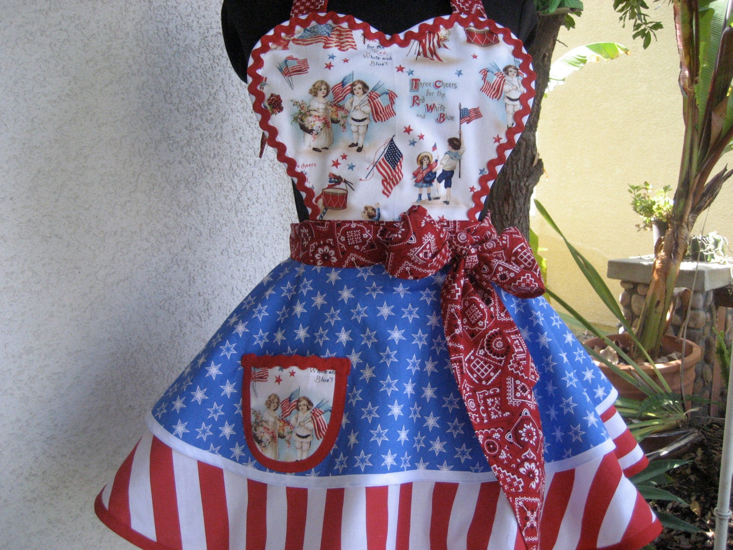 Three Cheers For The Red White and Blue Retro Apron