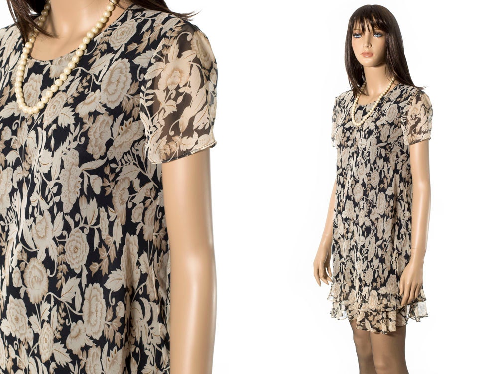 Vintage floral tunic mini dress size XS