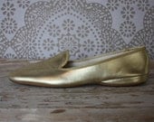 Vintage Daniel Green Gold Metallic Slippers Size 9