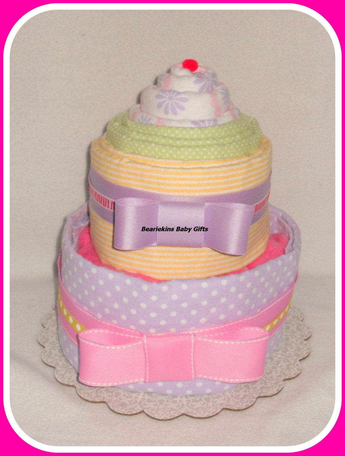 5 Piece Receiving Blanket/Hooded Towel Baby Shower Centerpiece Cake