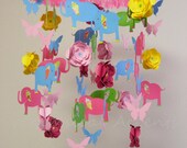 Elephant, Flower and Butterfly Baby Mobile - Coordinates with the Pottery Barn Vienna Elephant Bedding