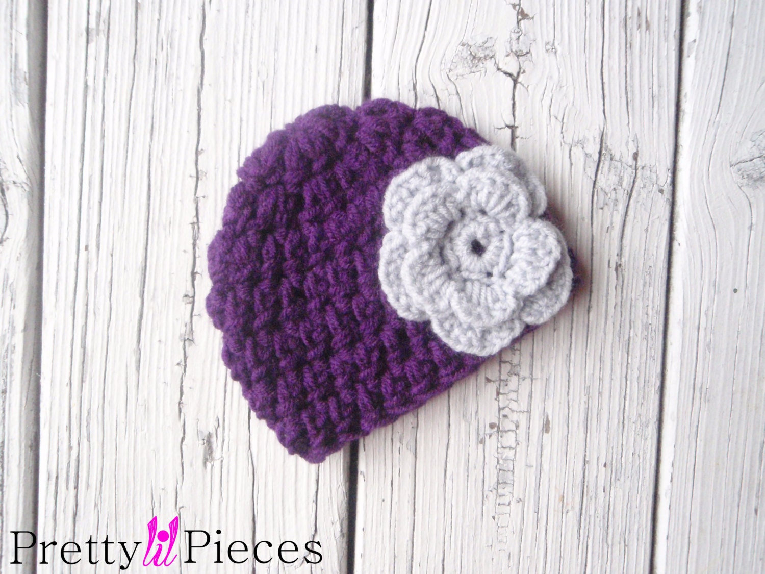 Custom order, NEWBORN hat with big flower (GIRL)